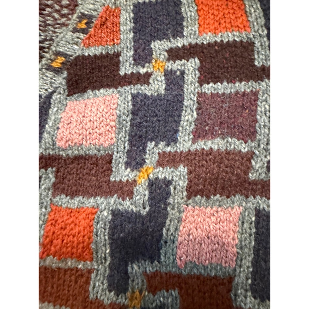 Di Gilpin Isle of Skye Hand Knit Wool Cardigan Sweater Geometric Intarsia M/L - Picture 8 of 8